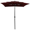 vidaXL Parasol de jardin &agrave; 3 niveaux m&acirc;t en aluminium rouge bordeaux