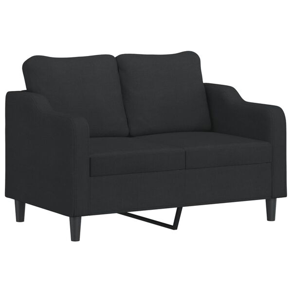 vidaXL Canap&eacute; 2 places avec oreillers d&eacute;coratifs noir 120 cm tissu