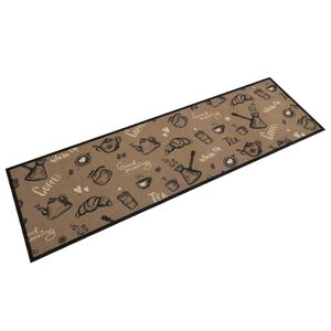 vidaXL Tapis de cuisine lavable imprim&eacute; Morning brun 45x150 cm velours