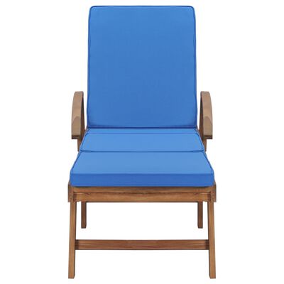 vidaXL Chaises longues avec coussins lot de 2 Bois de teck solide Bleu