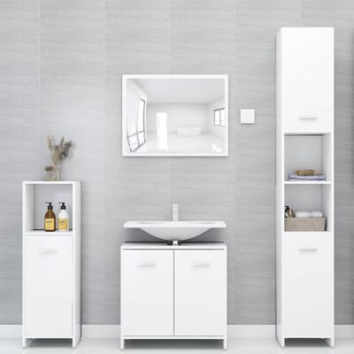 vidaXL Ensemble de meubles salle de bain 4 pcs blanc bois d’ingénierie