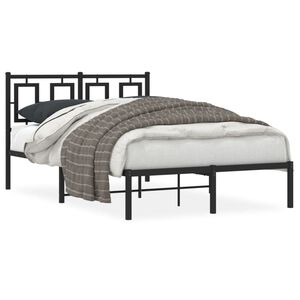 vidaXL Cadre de lit m&eacute;tal sans matelas avec t&ecirc;te de lit noir 120x190cm