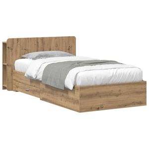 vidaXL Cadre de lit avec rangement Ch&ecirc;ne artisanal 90 x 200 cm