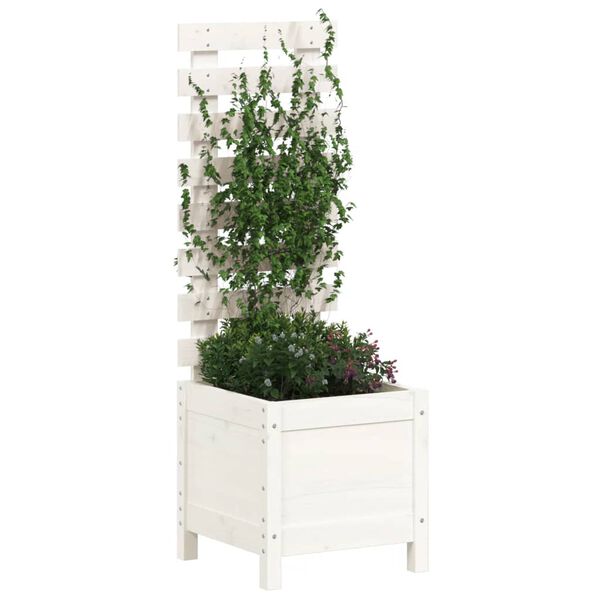 vidaXL Jardini&egrave;re avec support blanc 39x39,5x114 cm bois de pin massif