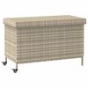 vidaXL Bo&icirc;te de rangement de jardin et roues gris clair r&eacute;sine tress&eacute;e