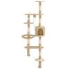 vidaXL Arbre &agrave; chat avec griffoirs en sisal Montage mural 194 cm Beige