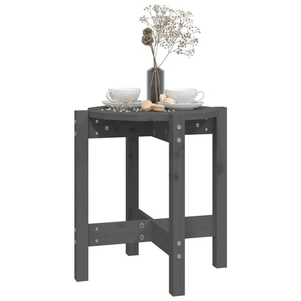 vidaXL Table basse Gris &Oslash; 42,5x45 cm Bois massif de pin