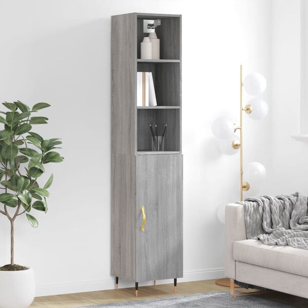 vidaXL Buffet haut Sonoma gris 34,5x34x180 cm Bois d'ing&eacute;nierie