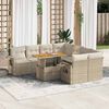 vidaXL Salon de jardin avec coussins 9 pcs beige r&eacute;sine tress&eacute;e