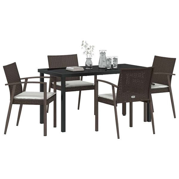 vidaXL Ensemble de salle &agrave; manger pour jardin 5 pcs Marron et Noir