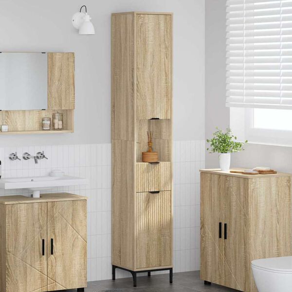 vidaXL Cabinet de salle de bain Ch&ecirc;ne Sonoma 31,5 x 33 x 190 cm