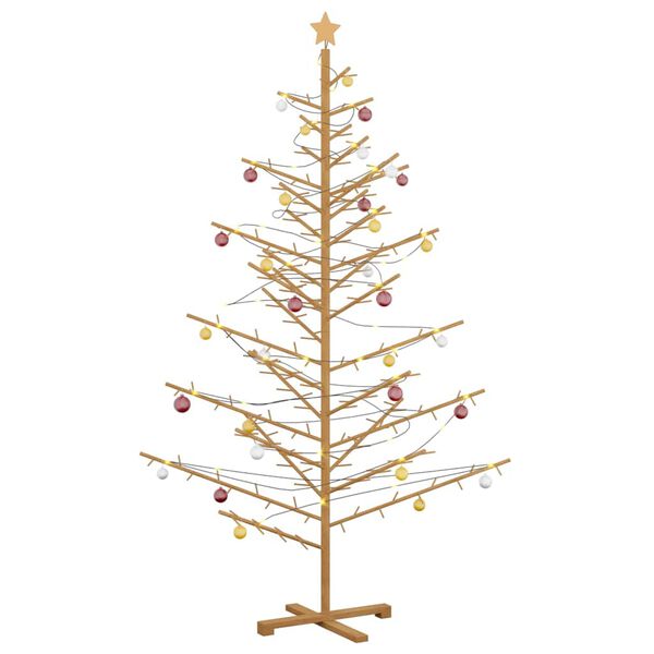 vidaXL Arbre de No&euml;l en bois Marron 210 cm Bois massif en pin