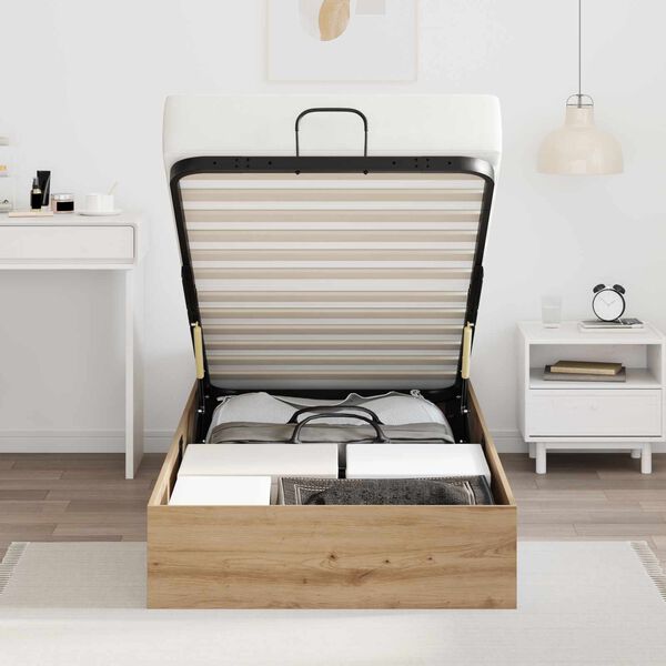 vidaXL Cadre de lit ottoman Ch&ecirc;ne artisanal 193 x 120 x 25 cm