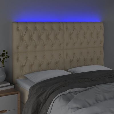 vidaXL Tête de lit à LED Crème 160x7x118/128 cm Tissu