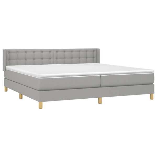 vidaXL Sommier &agrave; lattes de lit avec matelas Gris clair 180x200cm Tissu