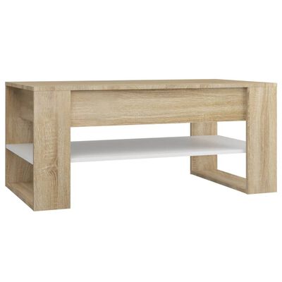 vidaXL Table basse Blanc chêne sonoma 102x55x45 cm Bois d'ingénierie