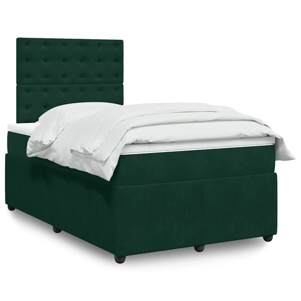 vidaXL Sommier &agrave; lattes de lit avec matelas vert fonc&eacute; 120x190 cm