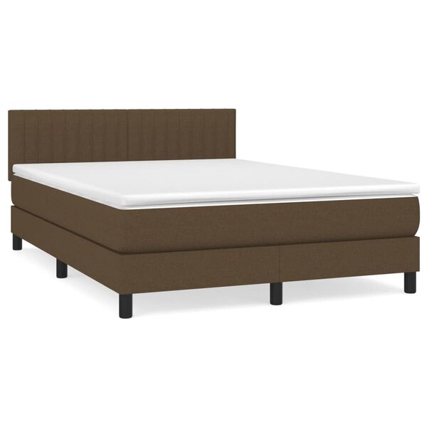 vidaXL Sommier &agrave; lattes de lit avec matelas Marron fonc&eacute; 140x200 cm