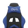 vidaXL Chaise de jeu pivotante et repose-pied Noir et bleu Similicuir