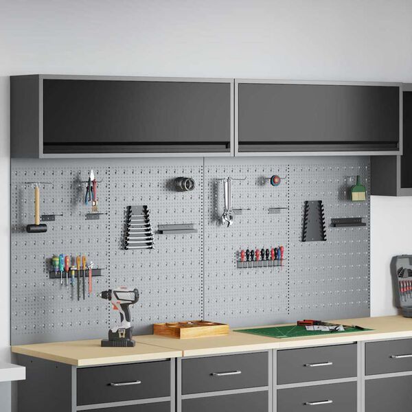 vidaXL Set de Cabinet d'Outils et Pegboard avec &eacute;tag&egrave;re 6 pcs Noir