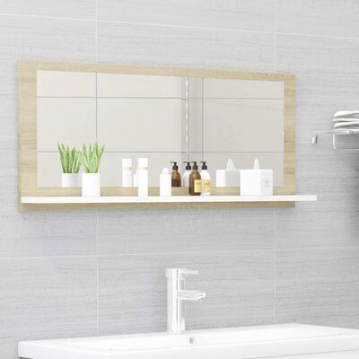 vidaXL Miroir de bain Blanc et chêne sonoma 90x10,5x37 cm Aggloméré