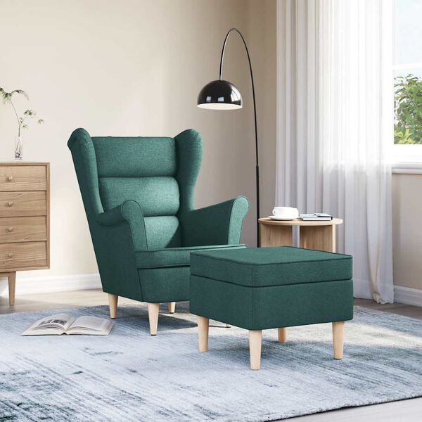 vidaXL Fauteuil avec repose-pied Vert fonc&eacute; Tissu