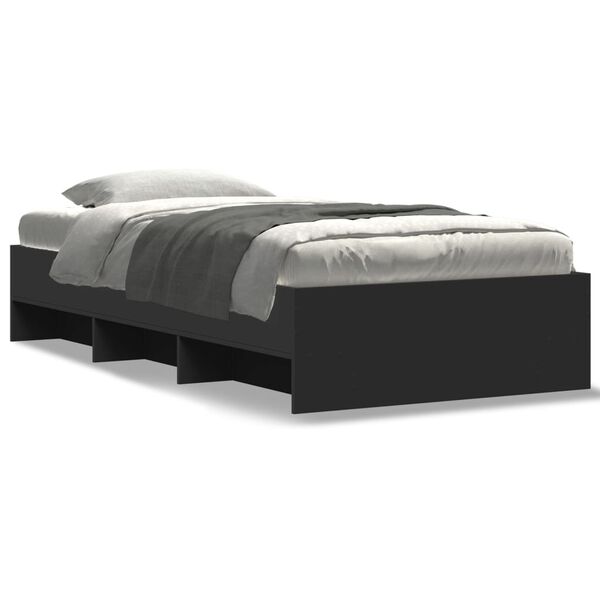 vidaXL Cadre de lit sans matelas noir 75x190 cm bois ing&eacute;nierie