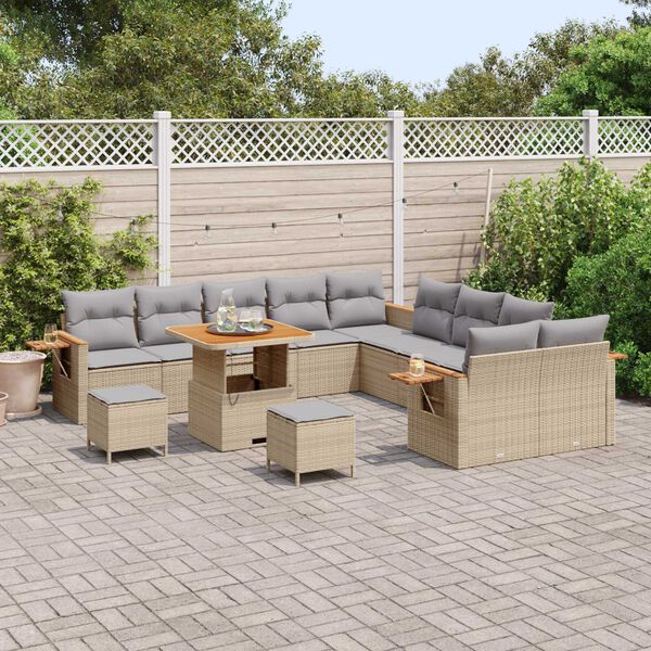 vidaXL Ensemble de canap&eacute; de jardin 13 pcs Beige et Gris clair
