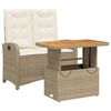 vidaXL Ensemble &agrave; manger de jardin et coussins 2 pcs beige poly rotin