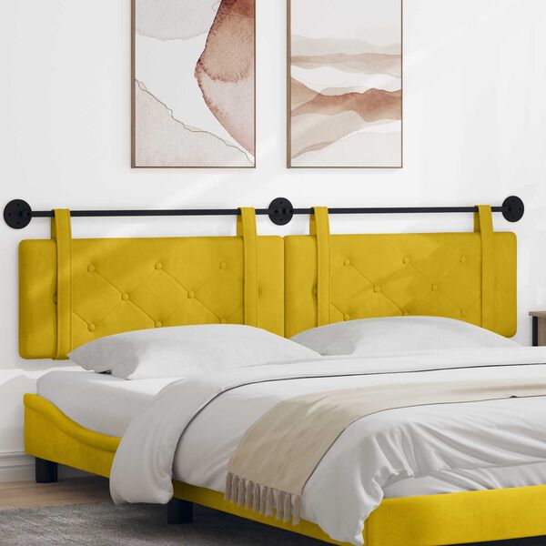 vidaXL T&ecirc;te de lit suspendue Jaune 210 x 55 x 5 cm Velours