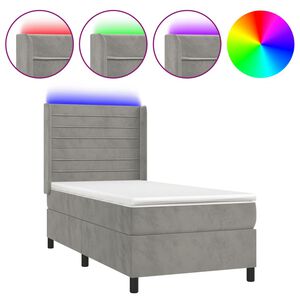 vidaXL Sommier &agrave; lattes de lit et matelas et LED Gris clair 80x200cm