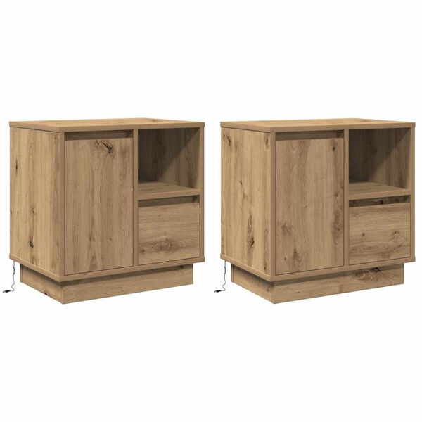 vidaXL Cabinet de chevet 2 pcs Ch&ecirc;ne artisanal 50 x 34,5 x 50 cm.