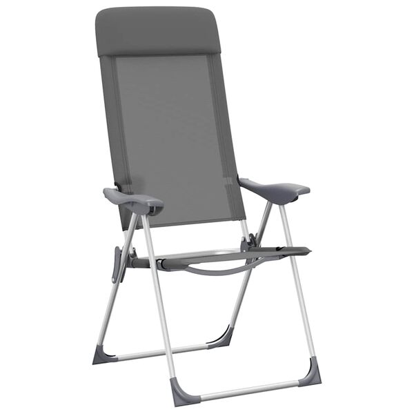 vidaXL Chaises de camping pliables lot de 2 Gris Aluminium