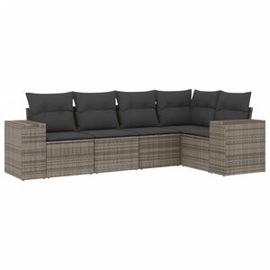 vidaXL Salon de jardin 5 pcs avec coussins gris r&eacute;sine tress&eacute;e