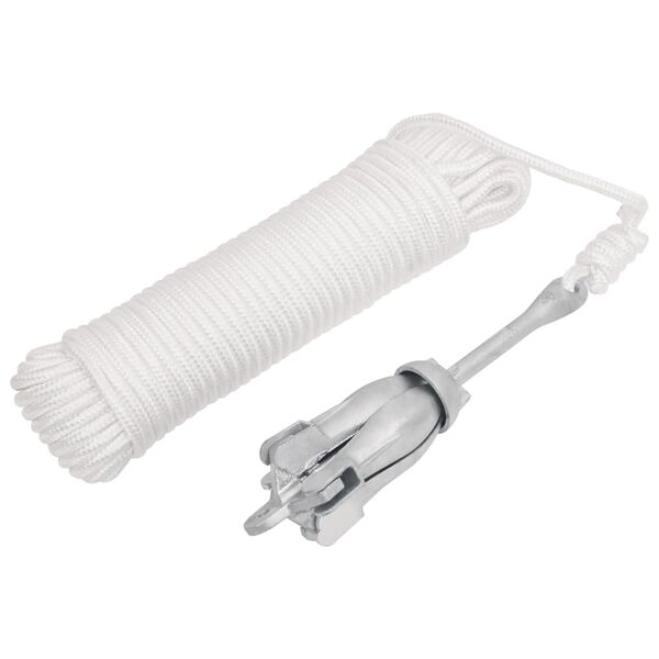 vidaXL Ancre pliable avec corde argenté 1,5 kg fer malléable