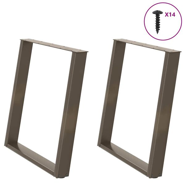 vidaXL Pieds de table &agrave; manger en U 2 pi&egrave;ces Acier naturel 80 x (72-73) cm Acier