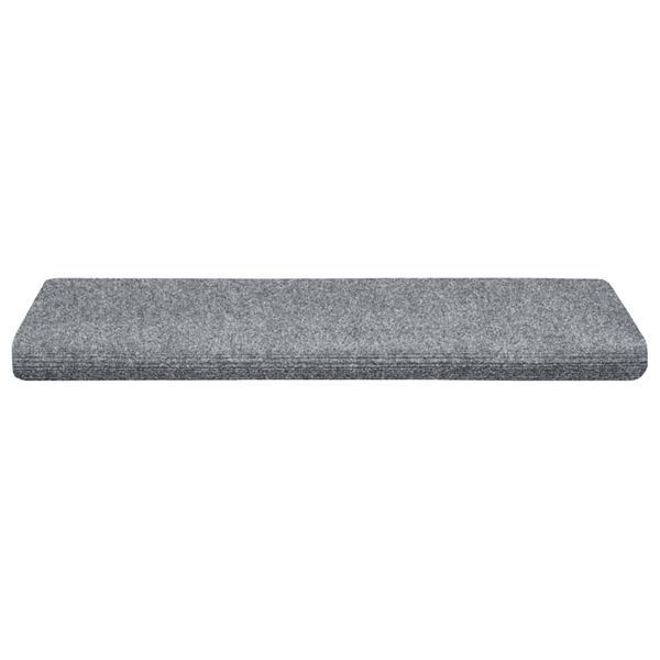 vidaXL Tapis d'escalier autocollants 15 pi&egrave;ces 65 x 21 x 4 cm Gris clair Bord rectangulaire