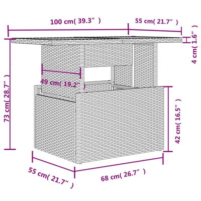 vidaXL Salon de jardin avec coussins 7 pcs gris résine tressée