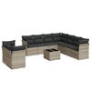 vidaXL Salon de jardin avec coussins 10 pcs gris clair r&eacute;sine tress&eacute;e