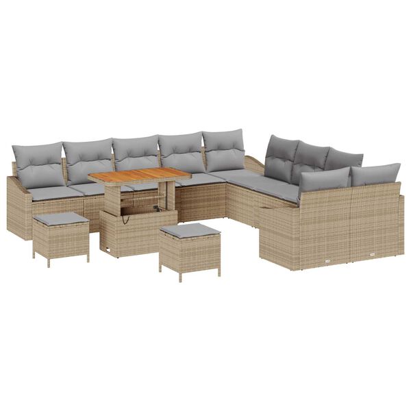 vidaXL Ensemble de canap&eacute; de jardin 13 pcs Beige et Gris clair