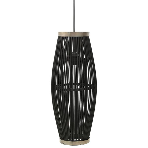 vidaXL Lampe suspendue Noir Osier 40 W 21x50 cm Ovale E27