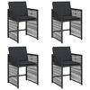 vidaXL Chaises de jardin lot de 4 avec coussins noir r&eacute;sine tress&eacute;e
