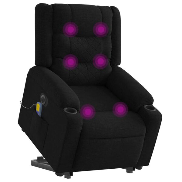 vidaXL Fauteuil inclinable de massage &eacute;lectrique Noir Tissu