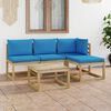 vidaXL Salon de jardin 5 pcs avec coussins bleu clair