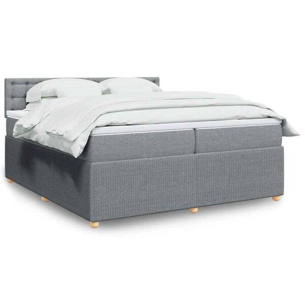 vidaXL Sommier &agrave; lattes de lit avec matelas Gris clair 200x200cm Tissu