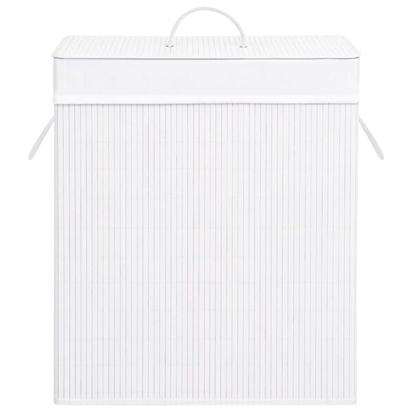 vidaXL Panier &agrave; linge avec une seule section bambou blanc 83 L