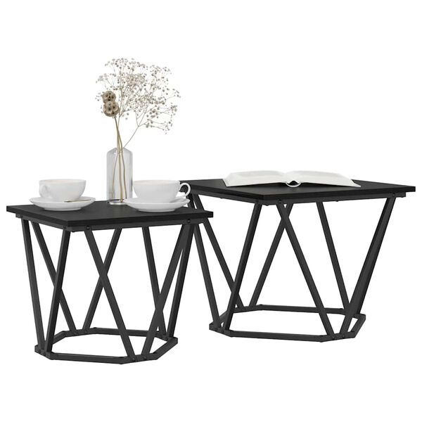 vidaXL Ensemble de tables d'appoint 2 pcs Chêne noir 50 x 50 x 40 cm