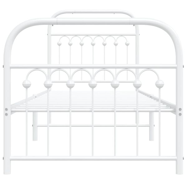 vidaXL Cadre de lit m&eacute;tal sans matelas avec pied de lit blanc 80x200cm