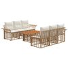 vidaXL Ensemble de canap&eacute; de jardin 7 pc Blanc Naturel et Cr&egrave;me