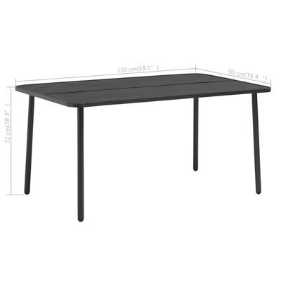 vidaXL Table de jardin Gris foncé 150x90x72 cm Acier